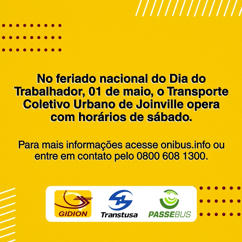 Transporte Coletivo em Joinville no feriado de 1º de Maio