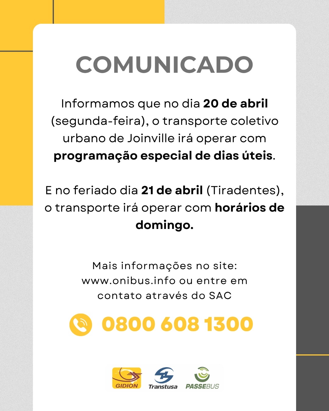 **Atenção Clientes**