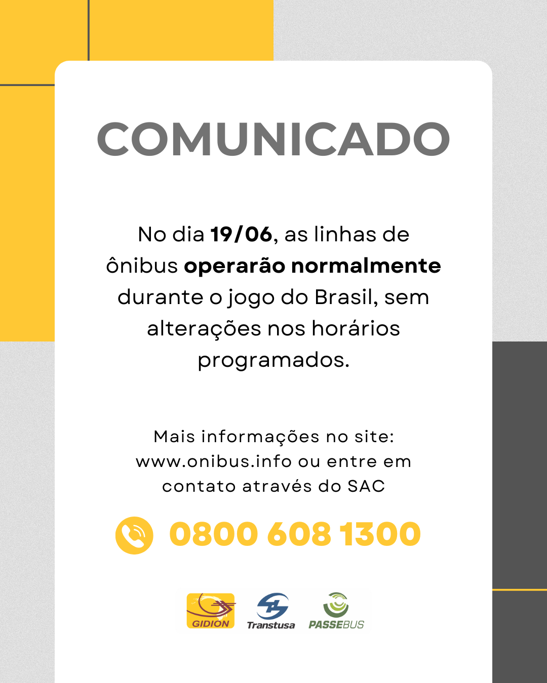 **Atenção Clientes**