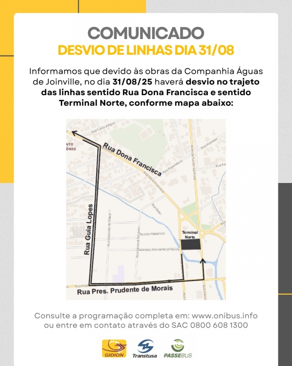 **Atenção Clientes | Obras da Companhia Águas de Joinville**