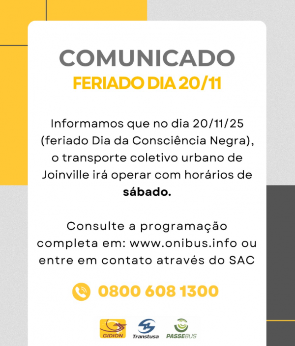 **Comunicado | Feriado 20/11/25**