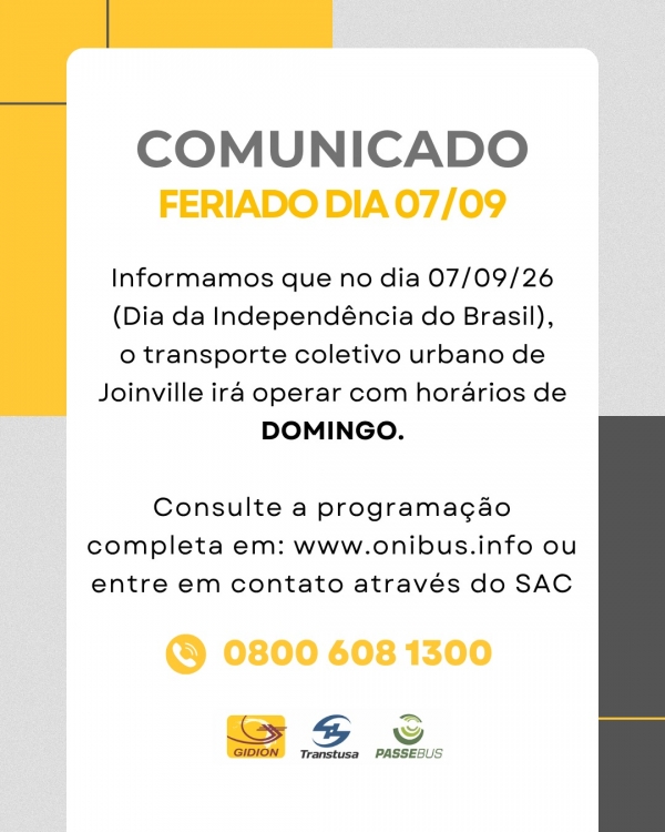 **Atenção Clientes** Feriado 07setembro2026